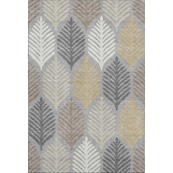 Mayfield Premium Machine Washable Abstract AMF2515 Gray 10 ft. x 14 ft. Area Rug