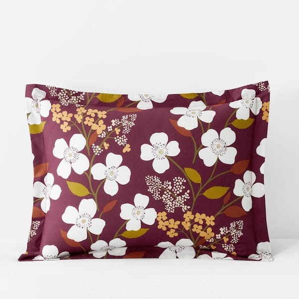 The Company Store Company Cotton Adley Floral Plum Cotton Percale Standard Sham