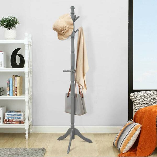 Aoibox 69 in. H Entryway Height Adjustable Coat Stand with 9