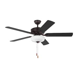 Linden 52 in. Transitional Indoor Bronze Ceiling Fan with Bronze/American Walnut Reversible Blades and LED Light Kit
