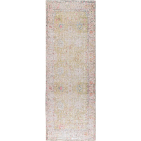 Branson Green 3 ft. x 7 ft. Traditional Indoor Runner Machine-Washable Area Rug