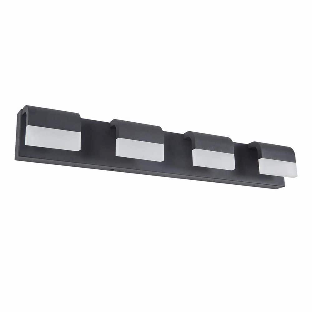 30 in. 4-Light Black Dimmable LED Bathroom Vanity Light, Wall Lighting for Mirror Shower and Bathroom price history on PriceWatchPro