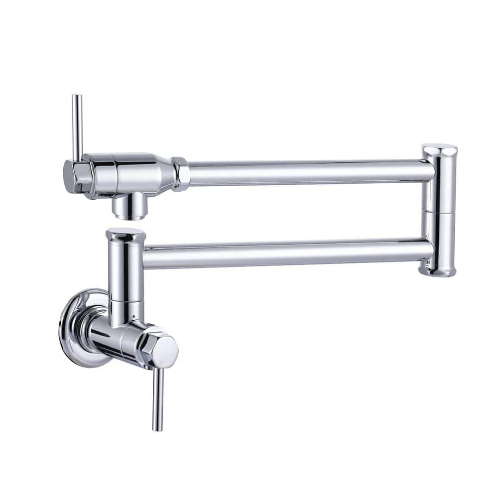Commercial Solid Brass Wall Mounted Pot Filler Faucet with Double-Joint Swing Arm in Polished Chrome price history on PriceWatchPro