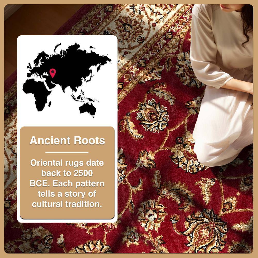Reversible Easy Care Red Synthetic 47" Rectangular Area Rug