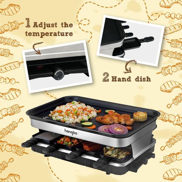 Siavonce Raclette Grill 8 People Grille Plate Non-stick Coated