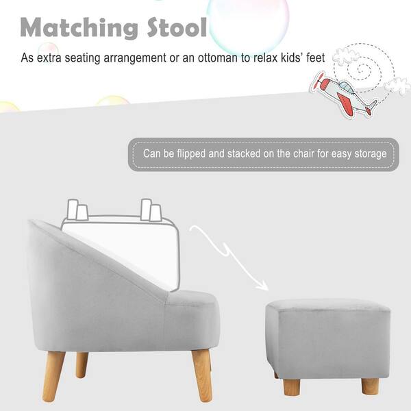 Costway Kids Sofa Chair with Ottoman Toddler Single Sofa