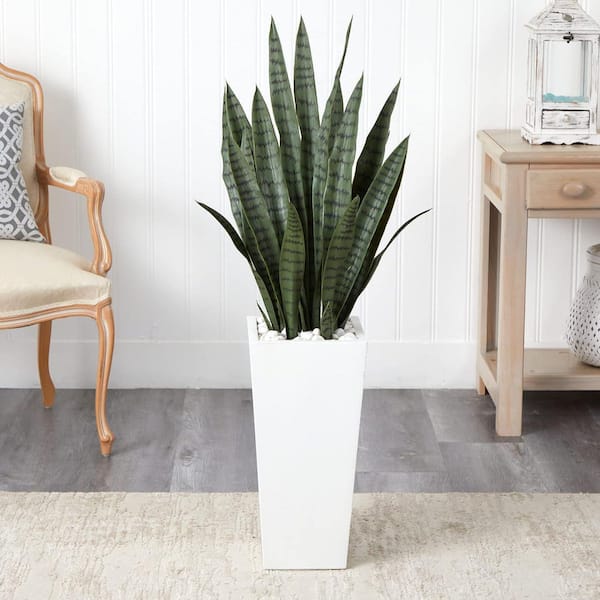25 in. Artificial Green Indoor/Outdoor Sansevieria Plant, Faux Snake Plant, Decorative Modern Green Accent