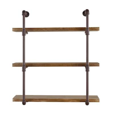 Home Basics Wood Floating Shelf with Key Hooks in Black HDC94950 - The Home  Depot