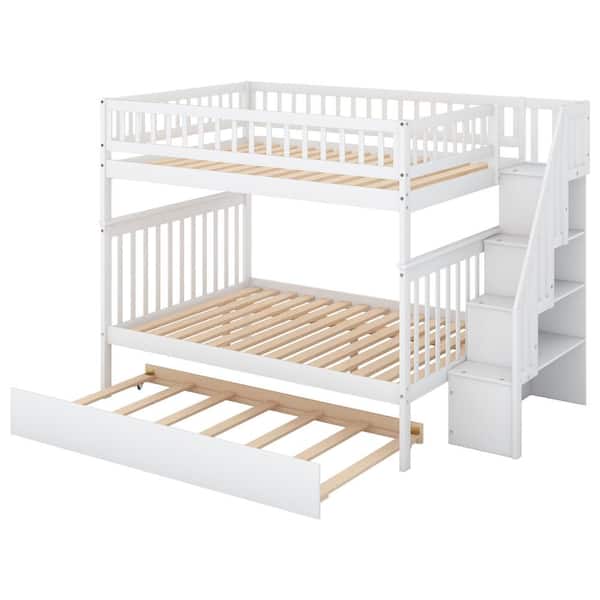 Stairs Detachable Wood Bunk Bed Frame, Twin Over Full Bunk Bed With Trundle Canada