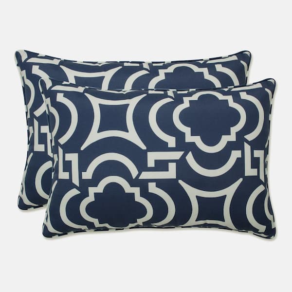 Pillow Perfect Blue Rectangular Outdoor Lumbar Throw Pillow 2-Pack