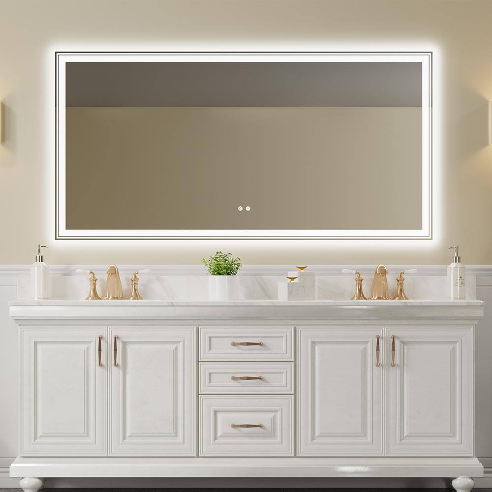 72 in. W x 36 in. H Large Rectangular Frameless Anti-Fog LED Lighted Wall B