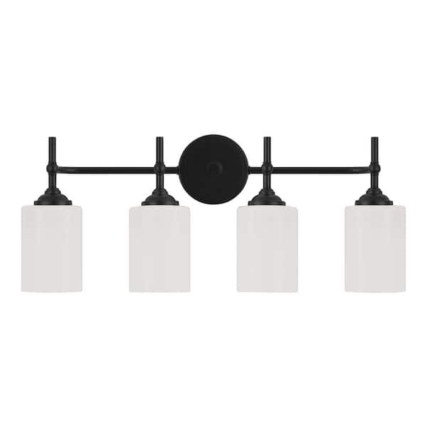 Home Decorators Collection Ayelen 25 in. 4-Light Black Vanity Light