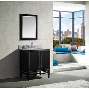 Mason 31 in. W x 22 in. D Bath Vanity in Black with Silver Trim with Marble Vanity Top in Carrara White with White Basin