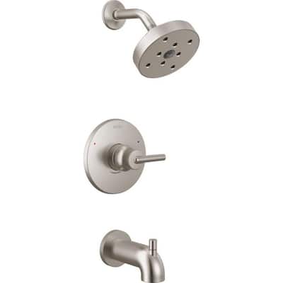 Trinsic 1-Handle Wall Mount Tub and Shower Faucet Trim Kit in Stainless with H2Okinetic (Valve Not Included)
