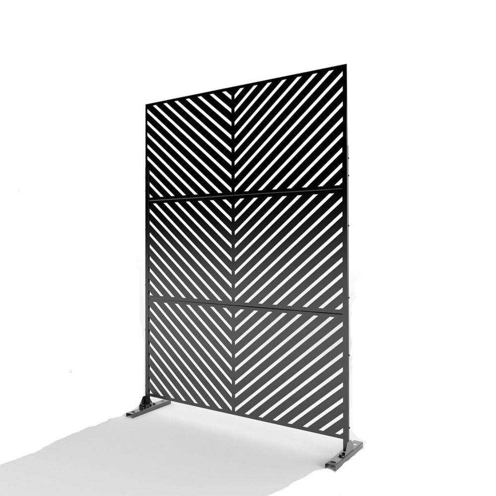 Tunearary Black Metal Patio Privacy Screen Freestanding Garden Fence