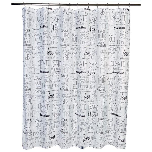 Unbranded Positive 71 in. x 71 in. Sayings Shower Curtain