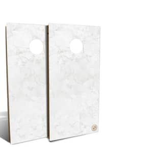 White Marble Cornhole Board Set (Includes 8-Bags)
