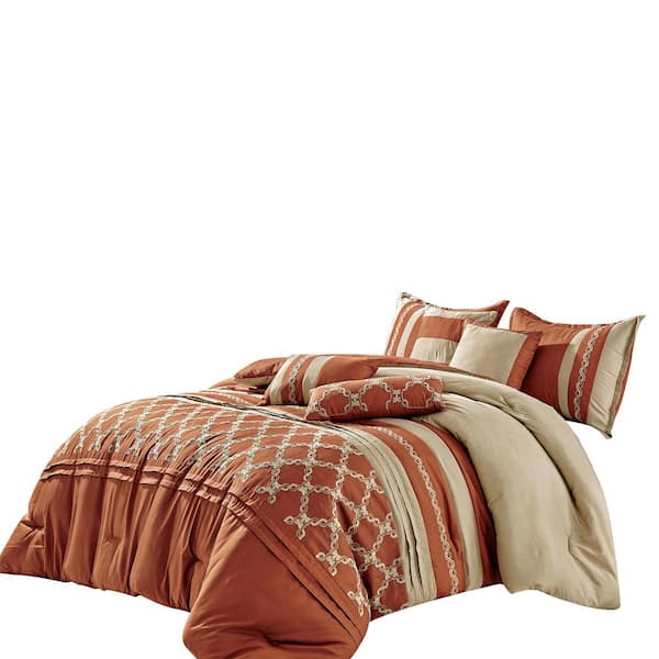 Shatex 7 Piece Red Luxury Bedding Sets - Oversized Bedroom Comforters ,  Queen J 22162V RED Q - The Home Depot