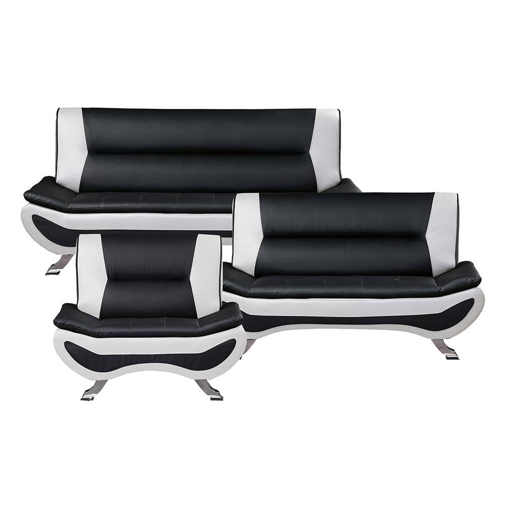 Emerson 77.5 in. W. Armless Faux Leather Rectangle 3-Piece Living Room Sofa