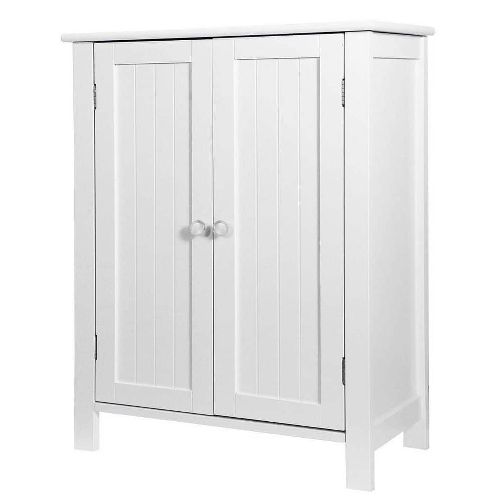 11.8 in. W x 23.6 in. D x 31.6 in. H White Bathroom Floor Storage Linen Cabinet with Double Door -  Dracelo, B07XKZ3YBK