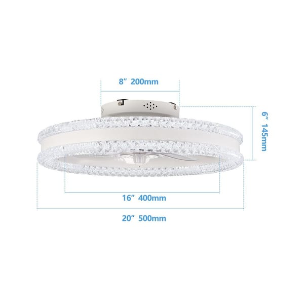 Light Pro 20 in. Smart Indoor White Integrated LED Light Ceiling Fan with Remote control Low Profile