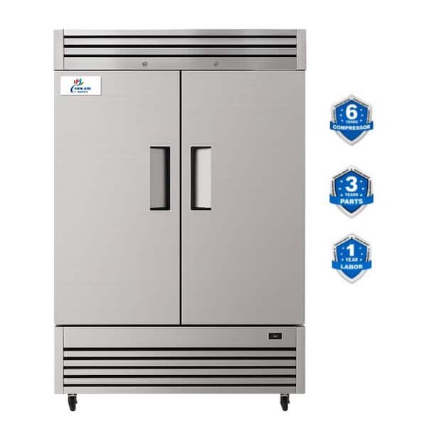 54 in. W 48 cu. ft. NSF Auto Defrost 2-Door Commercial Reach In Upright Freezer in Stainless Steel