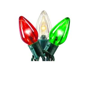 100-Count Smooth C9 LED Red Green and Warm White Super Bright Constant On Christmas String-Lights