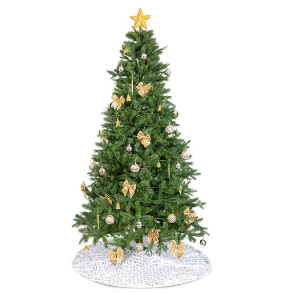 7.5 ft. Pre-Lit LED PE PVC Artificial Christmas Tree with 400 Warm White Lights and Gold Ornaments