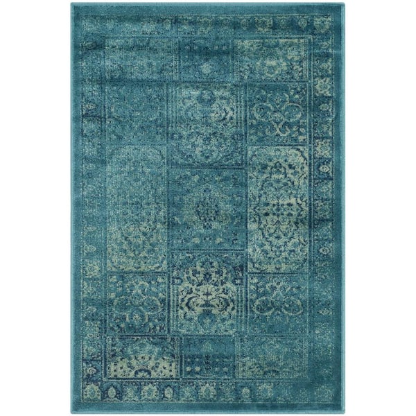 SAFAVIEH Vintage Turquoise/Multi 3 ft. x 4 ft. Border Distressed Area Rug