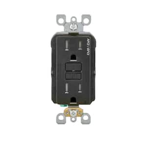 15 Amp 125-Volt Duplex Self-Test SmartlockPro Tamper Resistant AFCI/GFCI Dual Function Outlet, Black