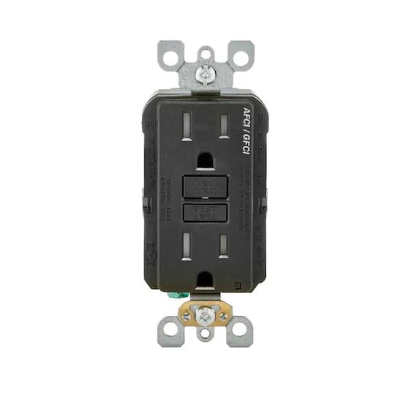 Leviton 15 Amp 125-Volt Duplex Self-Test SmartlockPro Tamper Resistant AFCI/GFCI Dual Function Outlet, Black