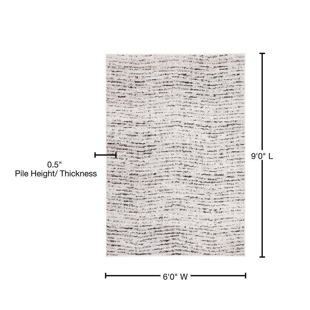 Ivory and Silver Synthetic Rectangle Area Rug, 10' x 14'