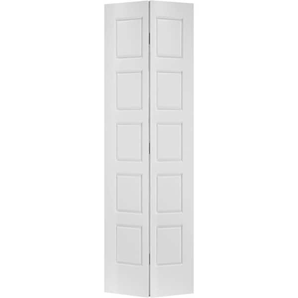 Masonite 24 in. x 80 in. Riverside 5-Panel Primed White Hollow-Core Smooth Composite Bi-fold Interior Door