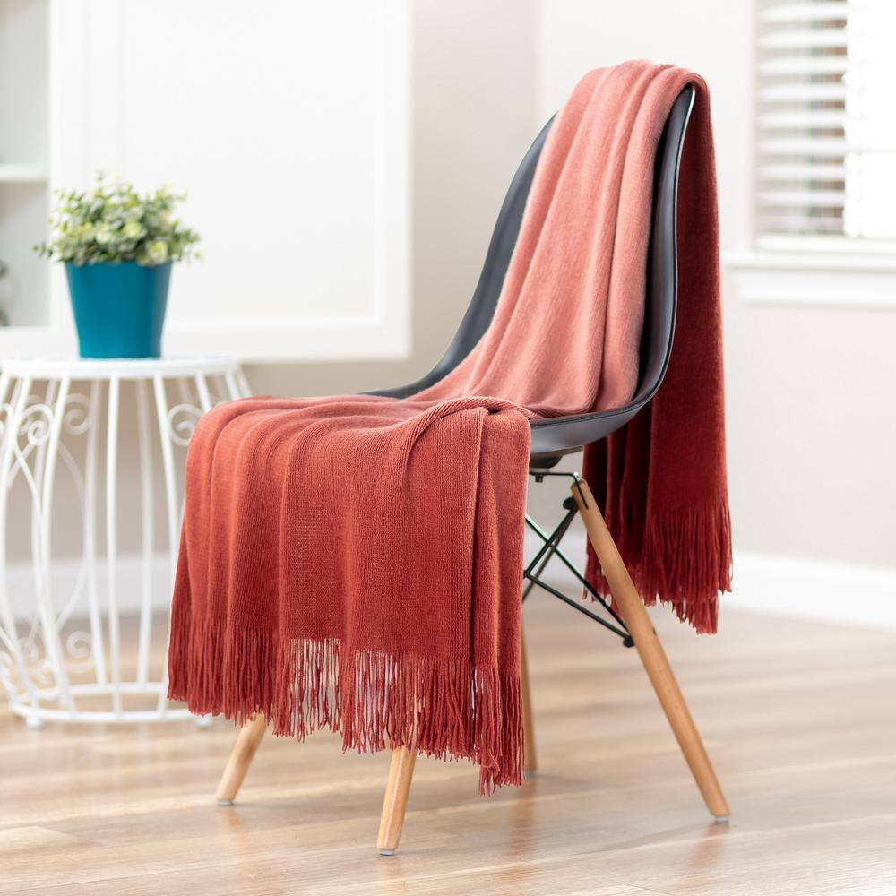 Hawaiian Sunset Ombre Acrylic Throw Blanket with Tassels