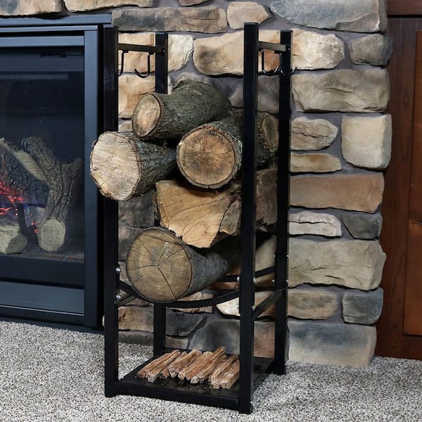 Sunnydaze 32 in. Indoor/Outdoor Fireside Log Rack with Tool