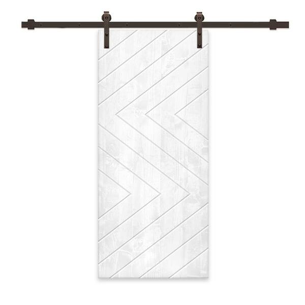 CALHOME 36 in. x 96 in. White Stained Pine Wood Modern Interior Sliding Barn Door with Hardware Kit