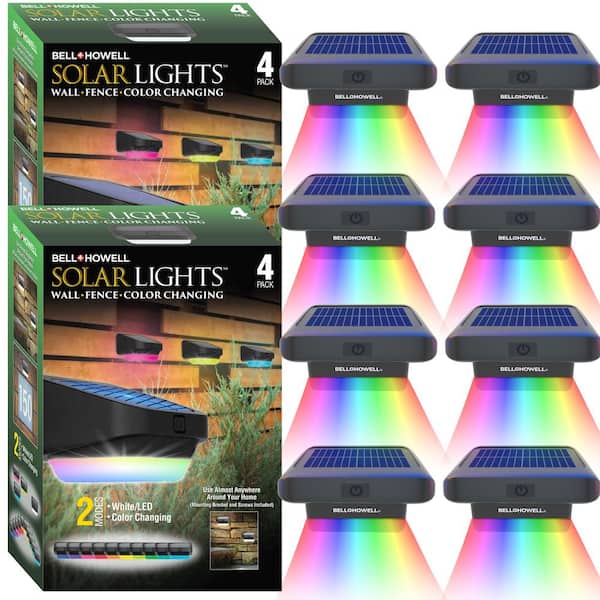 Bell + Howell Solar Powered Color Changing Fence Lights 8-Pack ,Black