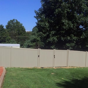 Savannah 7.4 ft. W x 6 ft. H Khaki Vinyl Privacy Double Fence Gate Kit