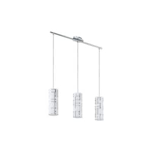Bayman 28.15 in. W x 10.5 in. H 3-Light Chrome Linear Pendant Light with Frosted White Glass Shades with Chrome Accents