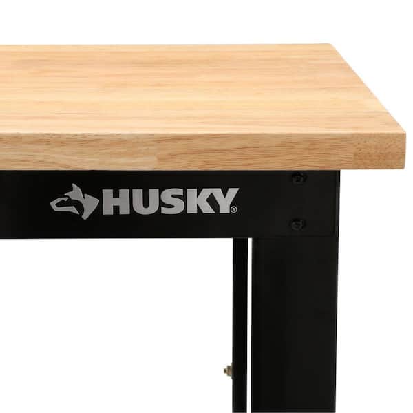 6 ft. Adjustable Height Solid Wood Top Workbench in Black for Ready to  Assemble Steel Garage Storage System