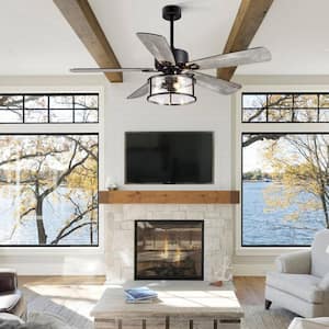 Craig 52 in. Indoor Black Ceiling Fan with Light Kit and Remote Control Included