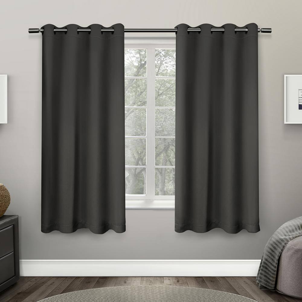 Sateen Charcoal Solid Woven Room Darkening Grommet Top Curtain, 52 in. W x 63 in. L (Set of 2) price history on PriceWatchPro