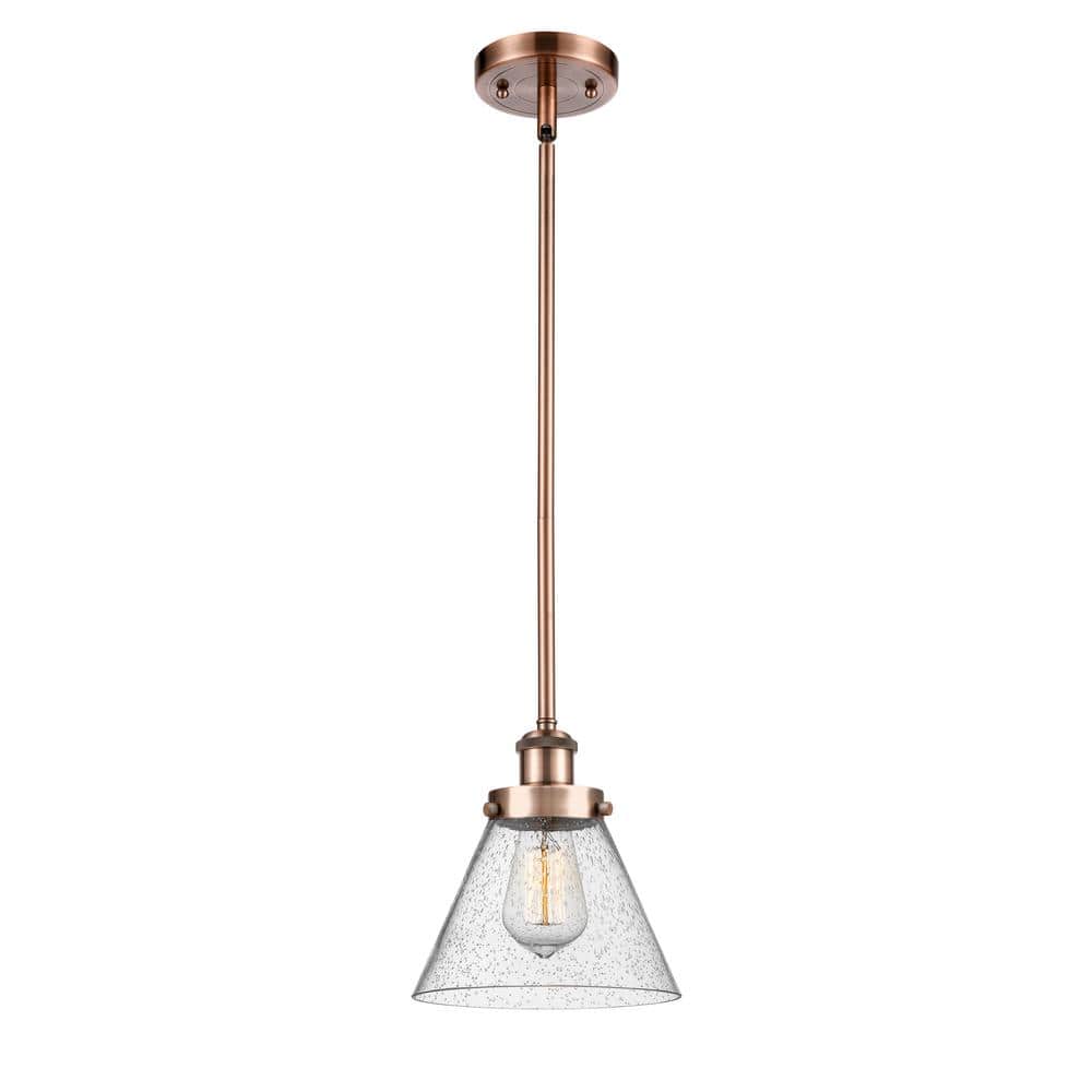 Antique Copper Mini Pendant with Tinted Glass Shade
