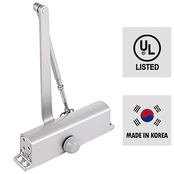Premier Lock Aluminum Commercial Door Closer with Adjustable 3 Valve Mechanism, Back Check, Size #3 for 99 lbs. - 132 lbs. Doors