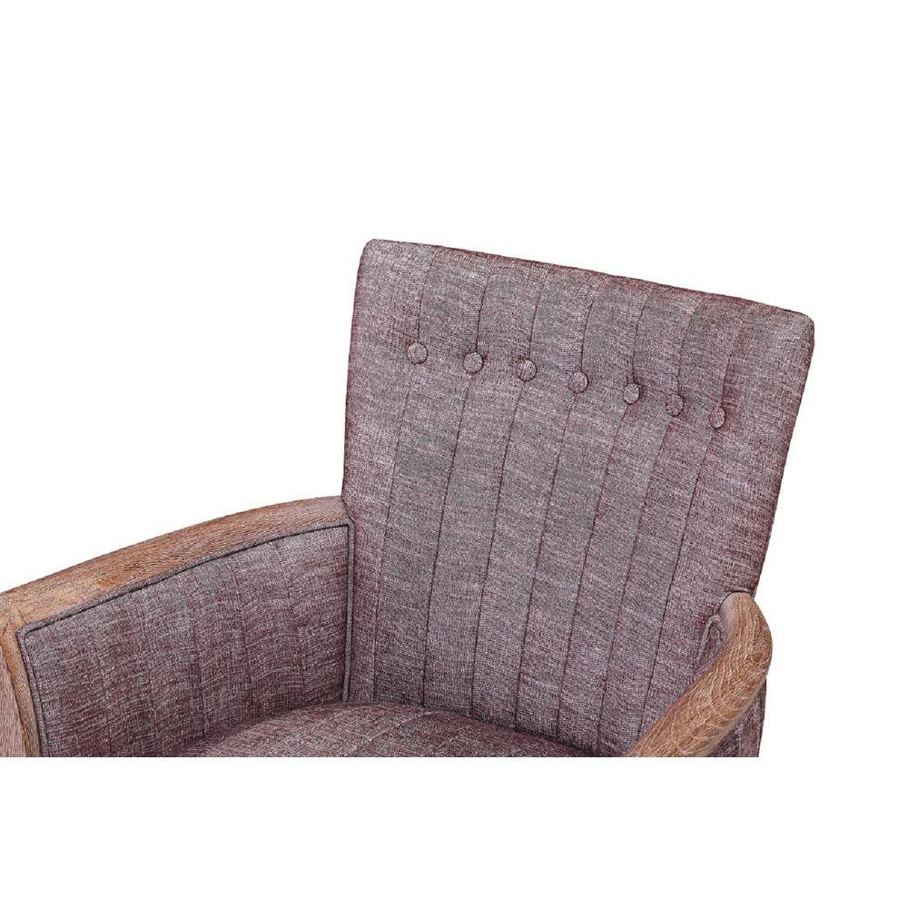 Ash Wood Frame Linen Upholstered Transitional Arm Chair, Brown