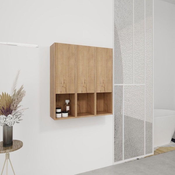 Yunus 36 in. W x 9.81 in. D x 29.5 in. H Bathroom Storage Wall Cabinet in Imitative Oak
