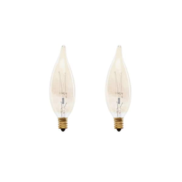 Feit Electric 40-Watt BA10 Candelabra Dimmable Clear Glass Vintage Incandescent Light Bulb Filament Warm White 2200K (2-Pack)