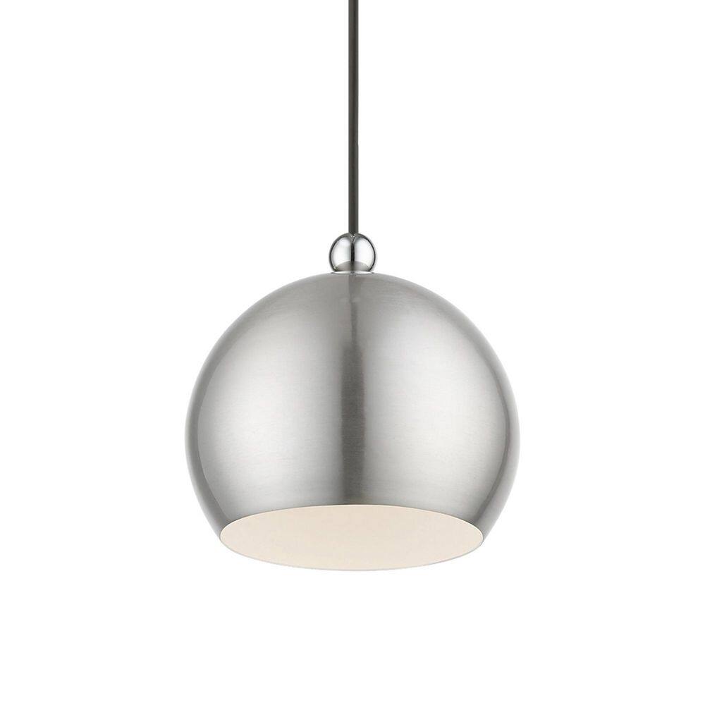 Stockton 8" Mini Globe Pendant Light in Brushed Nickel & Polished Chrome