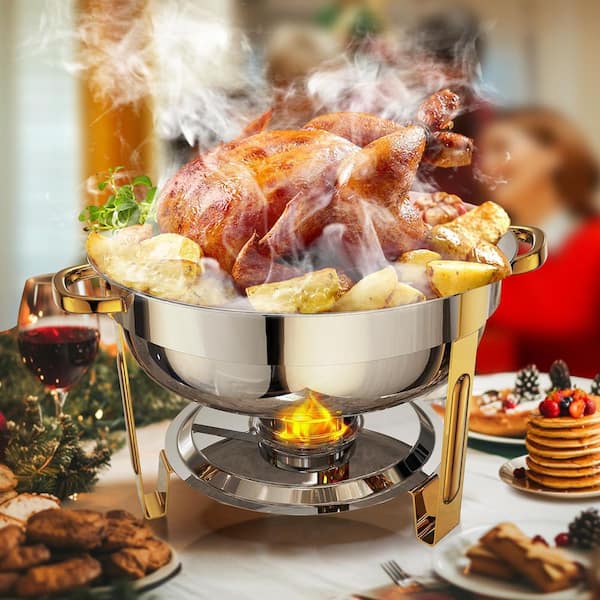 6 Qt. Stainless Steel Chafing Dishes with Complete Set, Food Warmers Sets for Events, Parties and Dinners (4-Pack)