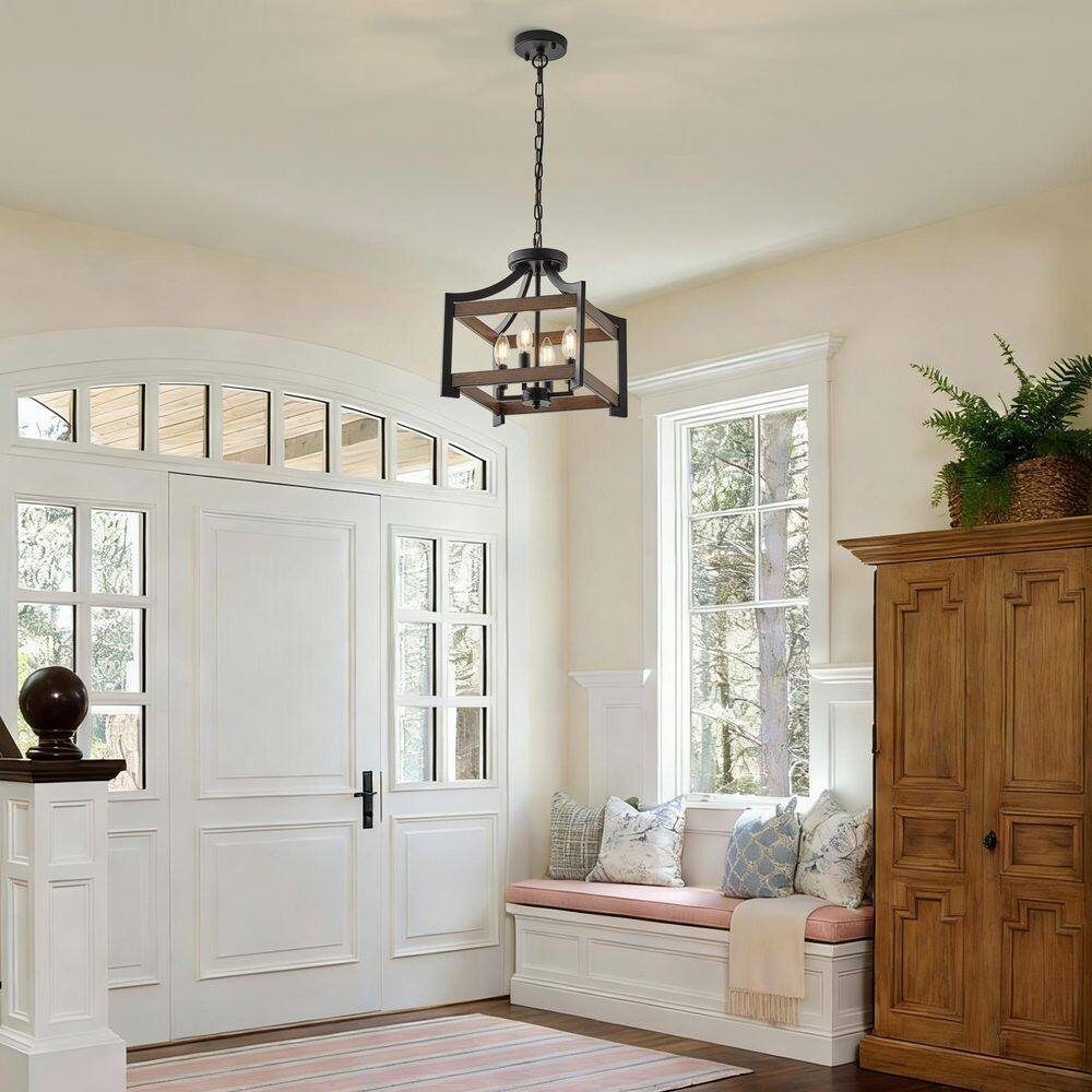 4-Light Modern Farmhouse Black Lantern Chandelier for Kitchen Island Dining Room Foyer Entryway E12 Iron Pendant Light price history on PriceWatchPro